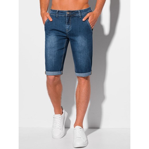 Krótkie spodenki męskie jeansowe 352W - niebieskie Edoti.com 32 wyprzedaż Edoti.com