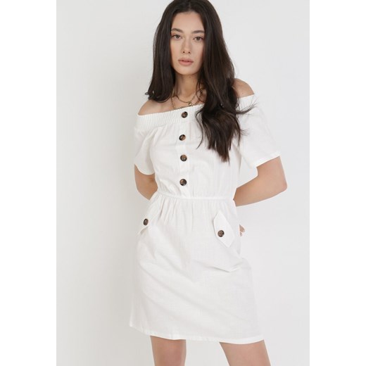 Biała Sukienka Ophiinix ze sklepu Born2be Odzież w kategorii Sukienki - zdjęcie 117424807