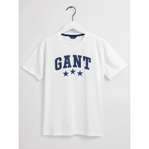 Biały t-shirt chłopięce Gant z bawełny 
