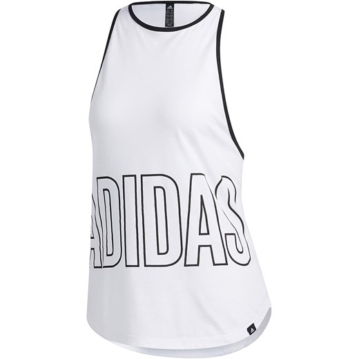Bluzka damska Adidas z okrągłym dekoltem biała z napisami w sportowym stylu 
