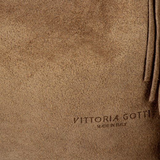 Shopper bag Vittoria Gotti zamszowa w stylu boho z frędzlami skórzana 
