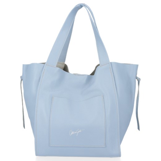 Shopper bag Vittoria Gotti matowa niebieska wakacyjna duża na ramię 