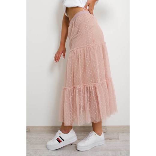 RÓŻOWA SPÓDNICA TIULOWA PLUMETI-MIDI Olika uniwersalny olika.com.pl