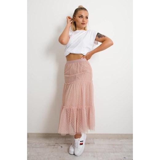 RÓŻOWA SPÓDNICA TIULOWA PLUMETI-MIDI Olika uniwersalny olika.com.pl
