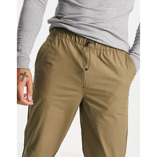 Selected Homme – Nylonowe spodnie w kolorze khaki ściągane na sznurek-Zielony Selected Homme W32 L30 Asos Poland