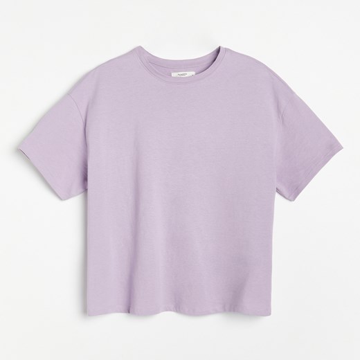 Reserved - Krótki t-shirt z bawełny organicznej - Fioletowy Reserved L okazja Reserved