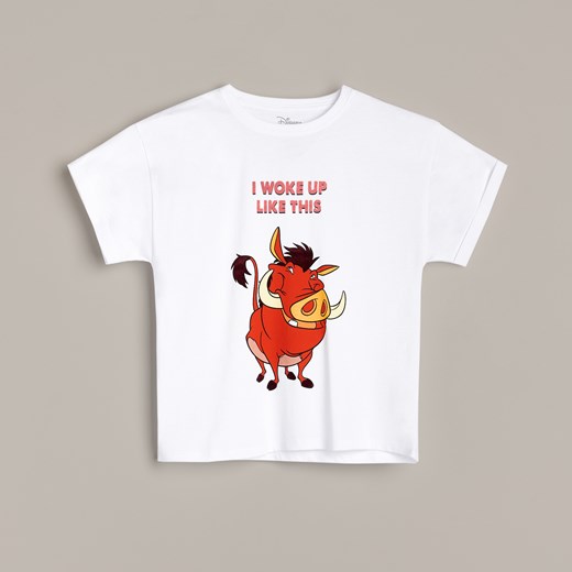 Reserved - T-shirt Pumba z bawełny organicznej - Kremowy Reserved 134 okazyjna cena Reserved