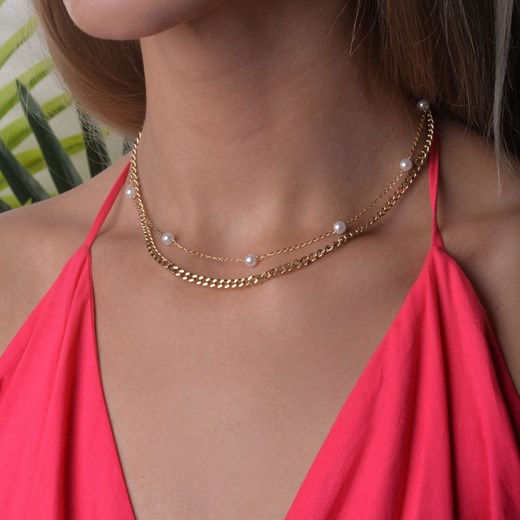 Naszyjnik łańcuch, perełki, złoty S3V71941-Z Vezzi promocyjna cena Vezzi