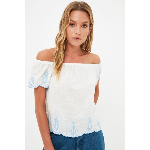 Trendyol White Embroidered Blouse Trendyol 38 Factcool