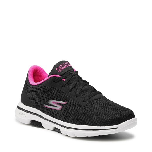 Czarne buty sportowe damskie Skechers sneakersy wiązane płaskie 