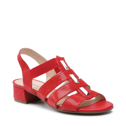 Sandały damskie czerwone Caprice z tworzywa sztucznego z klamrą 