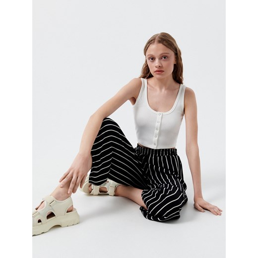 Cropp - Crop top w prążki - Biały Cropp M okazja Cropp