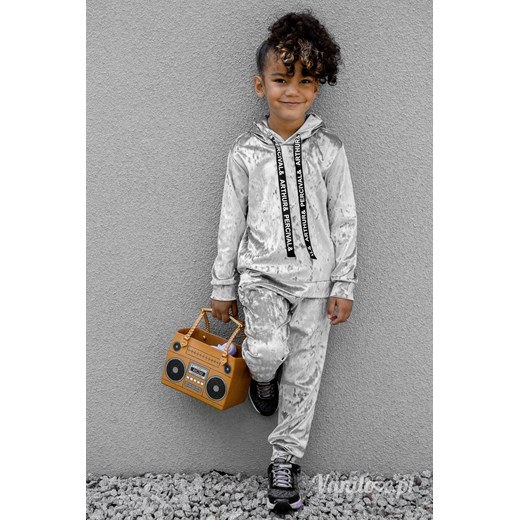 Dres Welurowy dla Dziewczynki Special Unique GREY 158-164 cm Vanilove