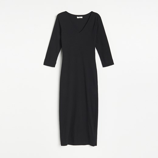 Reserved - Dopasowana sukienka z bawełny organicznej - Czarny Reserved XS wyprzedaż Reserved