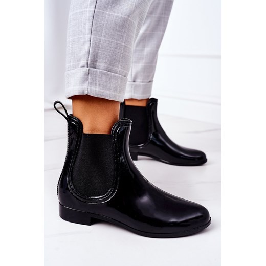 Kalosze damskie czarne bez zapięcia płaskie 