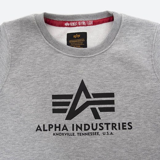Szara bluza chłopięca Alpha Industries z nadrukami 