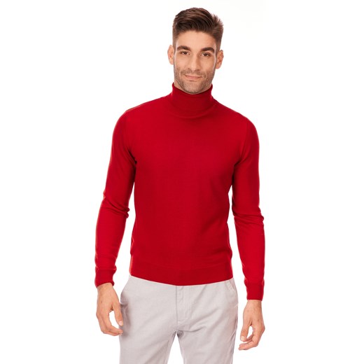 Sweter męski golf czerwony - regular Lanieri Fashion L Lanieri.pl