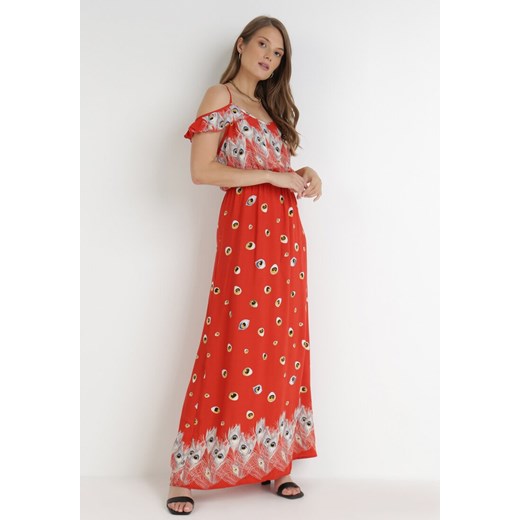 Sukienka Born2be z dekoltem v w stylu boho maxi
