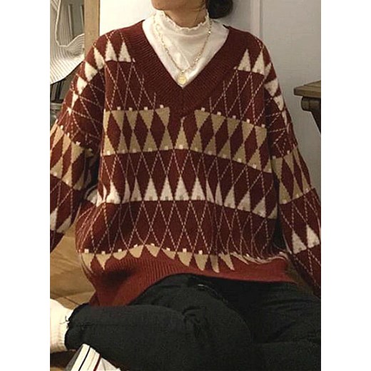 Sweter damski Arilook z dekoltem w serek casual
