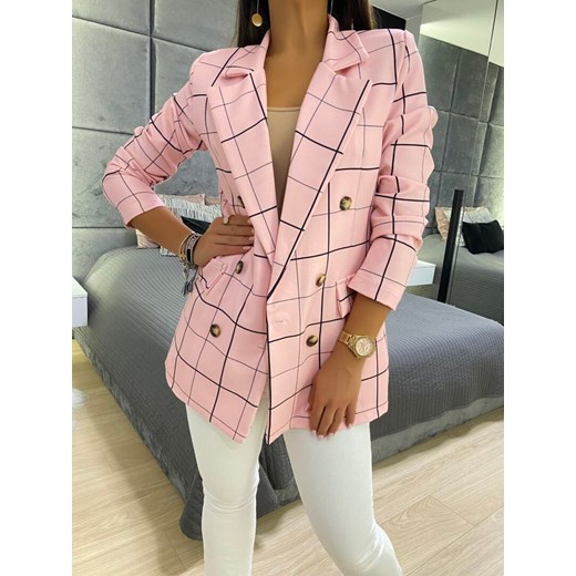 Pudrowa Dwurzędowa Marynarka 5802-126-B Modnakiecka.pl 44 wyprzedaż ModnaKiecka.pl