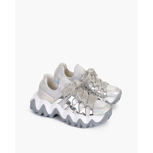 srebrne sneakersy skórzane 116-109-002-SREB Kulig 37 KULIG