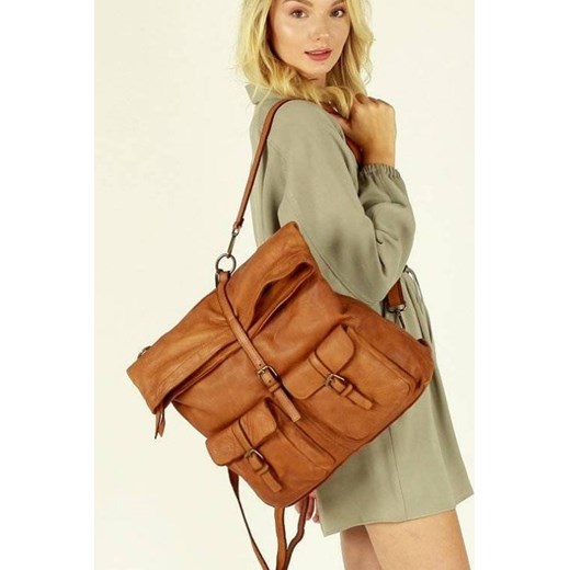 ARNIKA - Ponadczasowy plecak męski XL skórzany safari slow fashion - MARCO MAZZINI brąz camel Merg one size okazja merg.pl