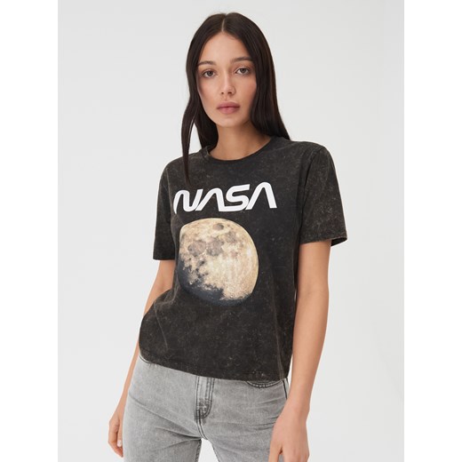 Sinsay - Koszulka z efektem sprania NASA - Szary Sinsay L Sinsay