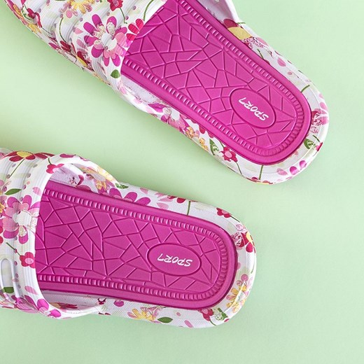 Różowe gumowe klapki w kwiaty Leda - Obuwie Royalfashion.pl 37 royalfashion.pl