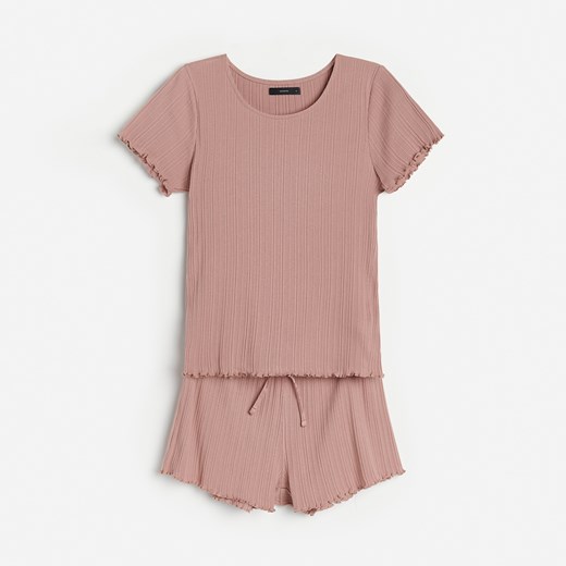 Reserved - Dwuczęściowa piżama z bawełny organicznej - Brązowy Reserved XL wyprzedaż Reserved