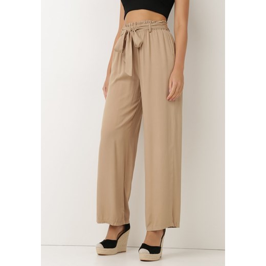 Beżowe Spodnie Szerokie Pheriko ze sklepu Born2be Odzież w kategorii Spodnie damskie - zdjęcie 118271576