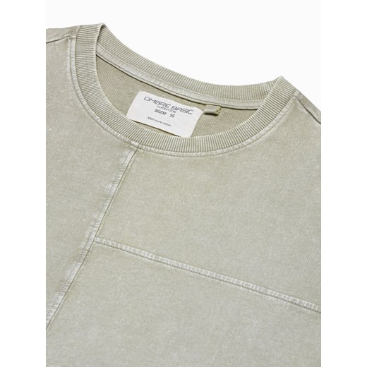 T-shirt męski bawełniany S1379 - oliwkowy M ombre