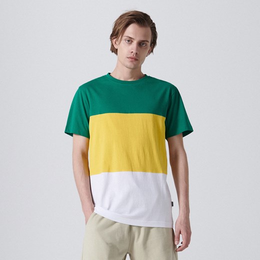 Cropp - Trójkolorowa koszulka - Zielony Cropp L Cropp promocja