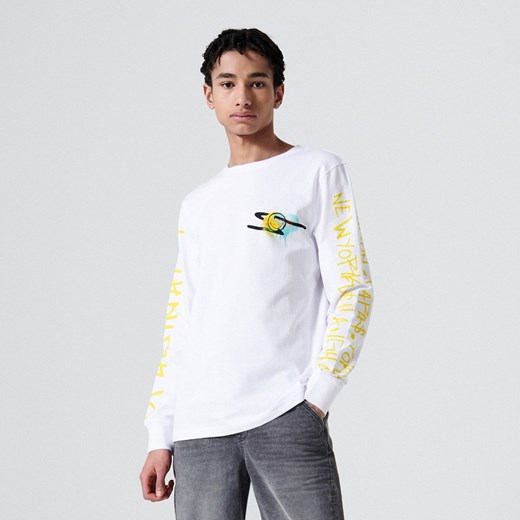 Cropp - Koszulka longsleeve Smiley® - Biały Cropp XL promocyjna cena Cropp