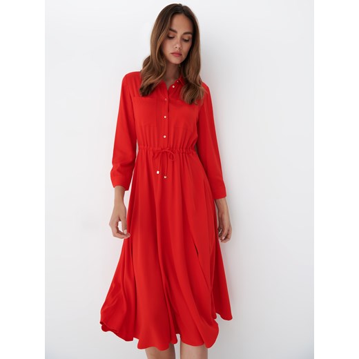 Mohito - Koszulowa sukienka midi - Czerwony Mohito 40 Mohito