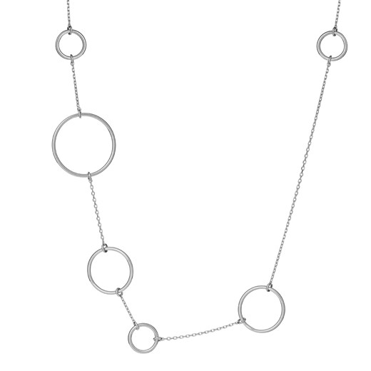 Długi naszyjnik COSMO srebrny z kółkami  ANIA KRUK