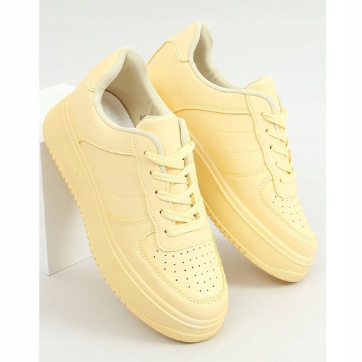 Buty sportowe damskie na wiosnę ze skóry ekologicznej sznurowane żółty buty sportowe damskie TNXVO