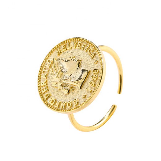Złoty pierścionek z monetą- srebro 925 pozłacane okazyjna cena coccola.pl