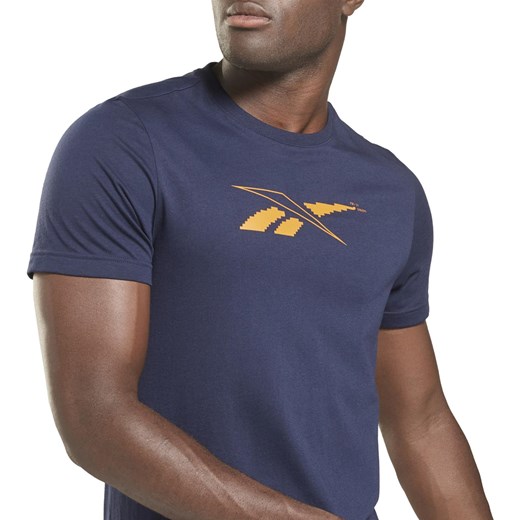 Granatowy t-shirt męski Reebok z krótkim rękawem 
