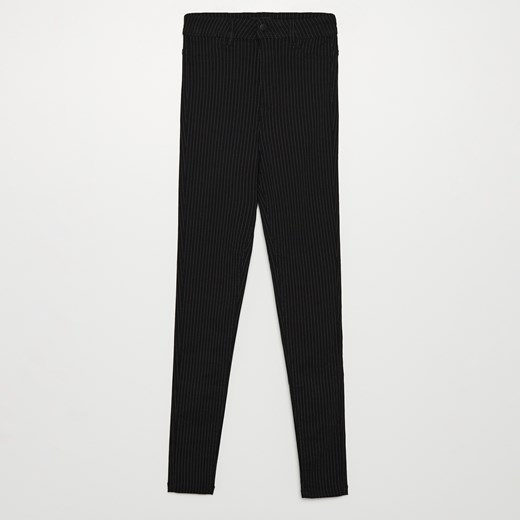 Cropp - Dopasowane spodnie high waist w paski - Szary Cropp 38 promocja Cropp