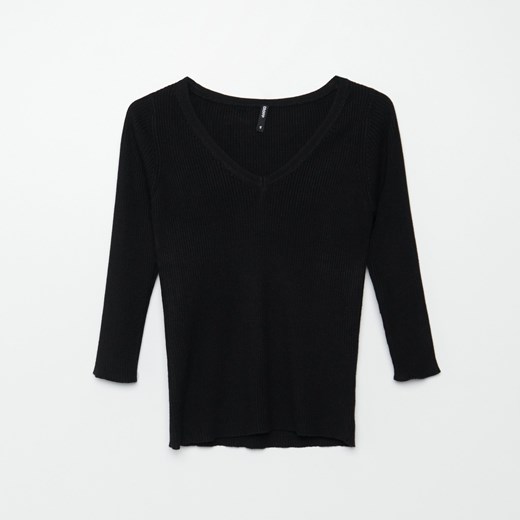 Cropp - Sweter z prążkowanej dzianiny - Czarny Cropp XS okazyjna cena Cropp