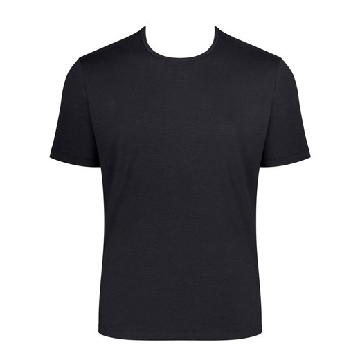 T-shirt męski Sloggi casual z krótkimi rękawami czarny z elastanu 