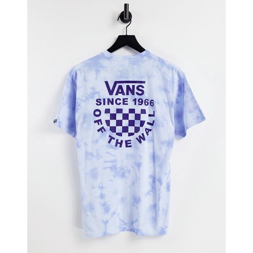 Vans – Checker – Niebieski T-shirt z logo na plecach i efektem tie-dye Vans XS Asos Poland