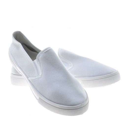 Materiałowe białe tenisówki slip on /E1-1 3218/ 40 pantofelek24.pl wyprzedaż