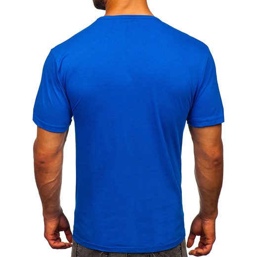 T-shirt męski bez nadruku w serek niebieski Bolf 192131 XL okazja Denley