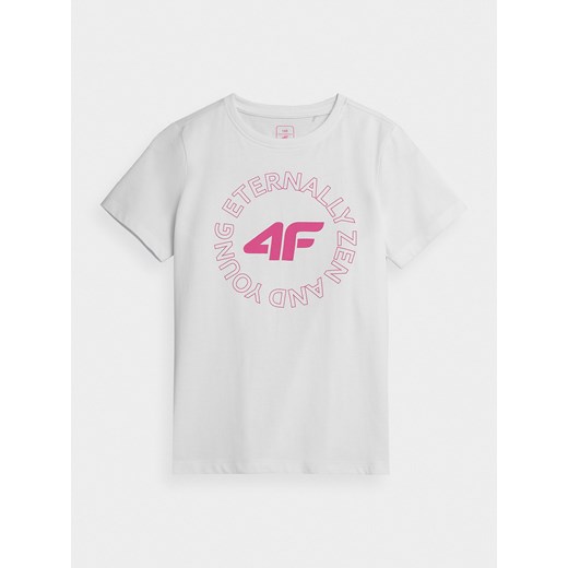 T-shirt  z nadrukiem dziewczęcy  okazja 4F