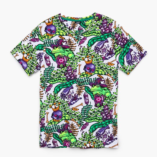 Cropp - Koszulka z nadrukiem all over - Biały Cropp XL Cropp wyprzedaż
