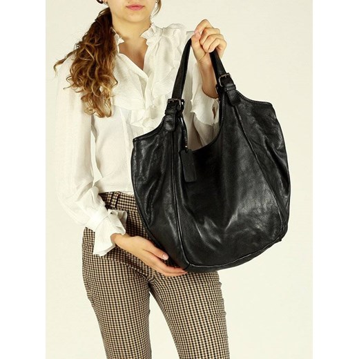 Shopper bag Merg bez dodatków duża lakierowana elegancka na ramię 