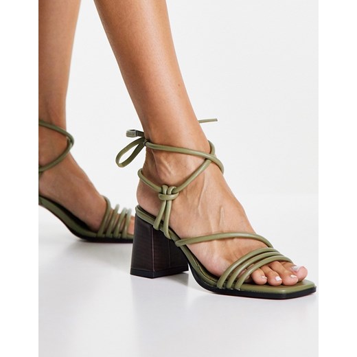 Sandały damskie Asos zielone z klamrą eleganckie 