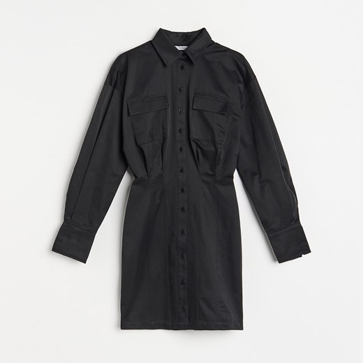 Reserved - Koszulowa sukienka mini - Czarny Reserved 38 wyprzedaż Reserved