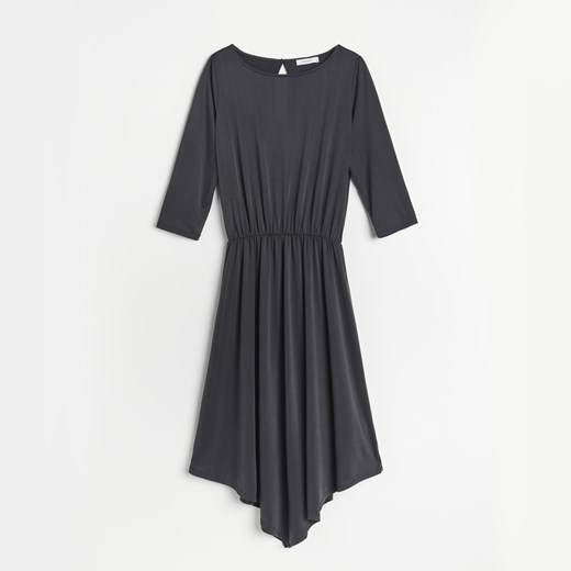 Reserved - Asymetryczna sukienka z modalem - Szary Reserved XL promocja Reserved